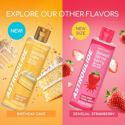 Image of ASTROGLIDE Peach Flavored Personal Lubricant, Hypoallergenic, 8.5 Fl Oz | Juicy peach flavor water-based lube with delicious taste. Hypoallergenic, vaginal-safe, condom-compatible sensory pleasure.