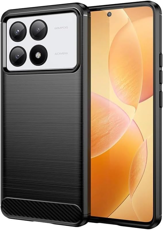 Image of NPRC Hybrid Ultra Slim Protective Case TPU Non-Slip Carbon Fiber Texture Shockproof Case Cover for Poco F6 pro - Black