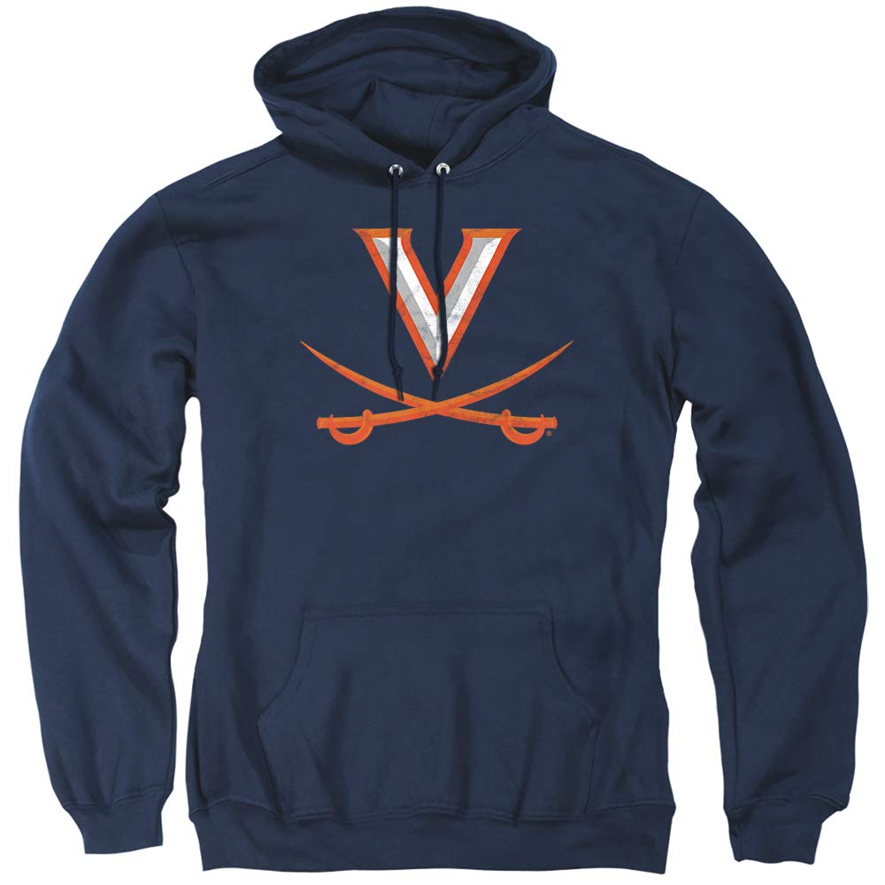 University of Virginia Official Primary Logo Unisex Adult Pull-Over Hoodie,Navy, Large