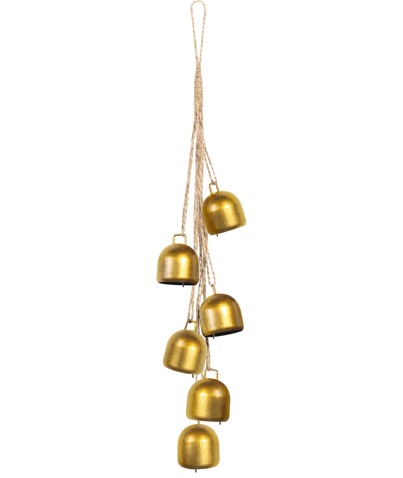 Gold Metal Vintage Bells with Jute Hanging Rope, Decorative Cow Bell for Christmas Wreaths, Parties and Weddings