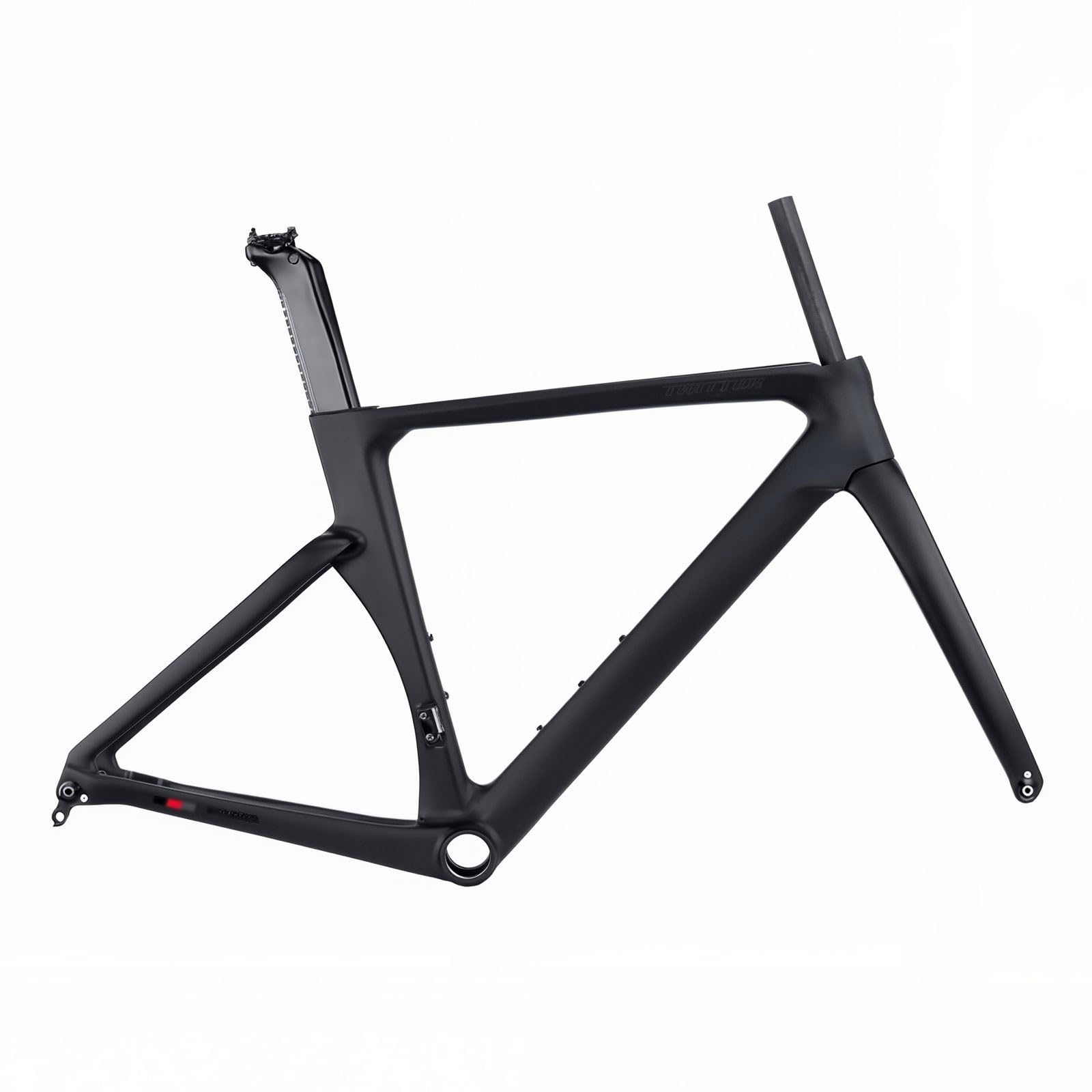 TUJISEK 700C Carbon Fiber Road Bike Frameset with Fork 46CM/48CM/50CM/52CM/54CM Breaking Wind Racing Frame Disc Brake Bike Frame Thru Axle F12×100mm R12×142mm(Svart,46CM)