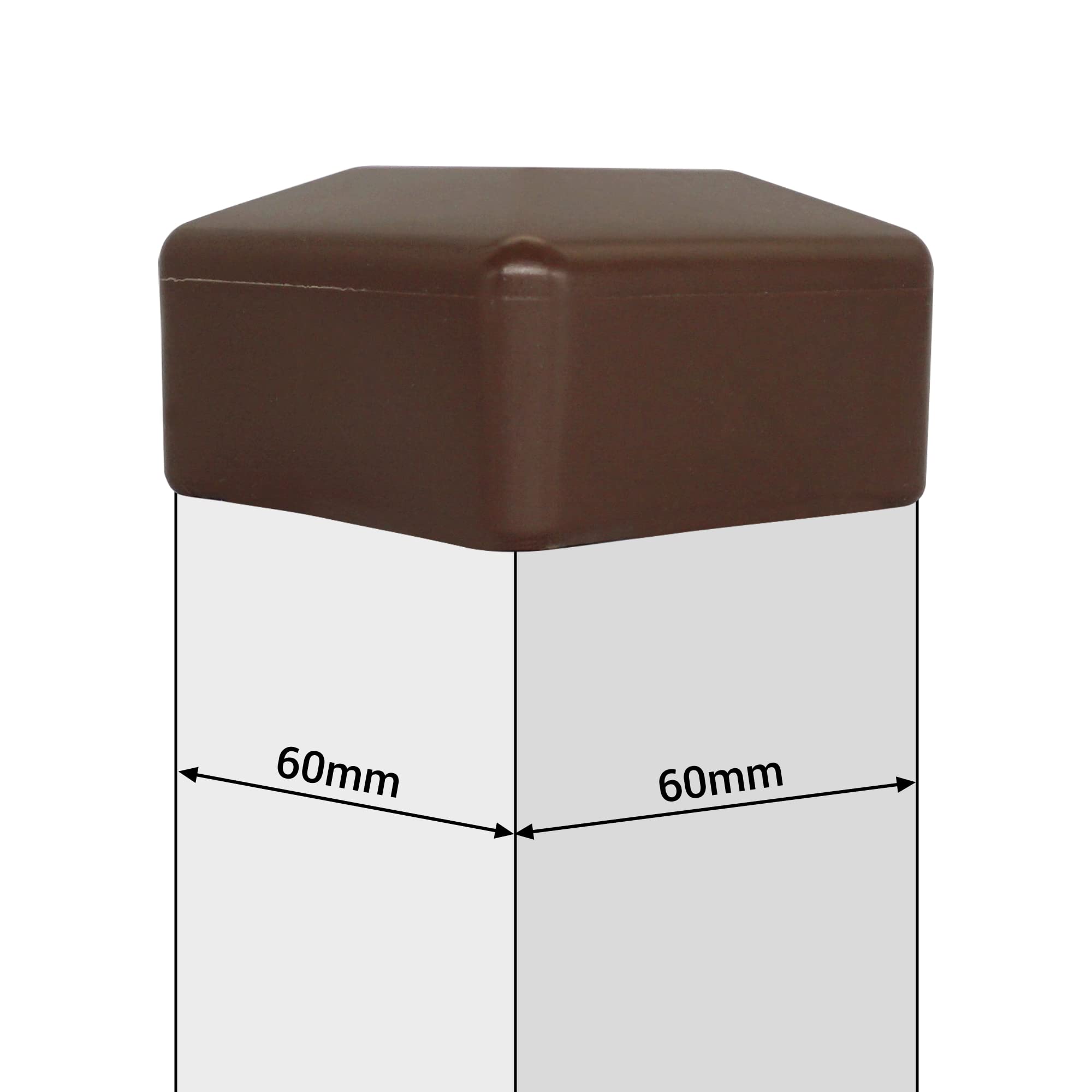 SKIR'CO (30 pcs) Fence Post Caps, Square 60 x 60 mm Brown Plastic Caps for Fence Posts Brown RAL 8028 Colour - Image 4