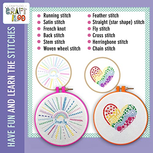10 Pre-Stamped Embroidery Patterns For Beginners Embroidery Kit For Kids Girls Needlepoint Kits For Beginners Cross Stitch Craft Sewing Perfect For Ages 7-13 #TOP6