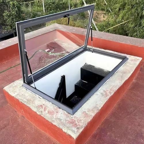 Skylight Roof Window for Attic & Basement, Aluminum & Tempered Glass, Manual Ventilation, 21.7x39.4in, Perfect for Sun Rooms & Natural Light