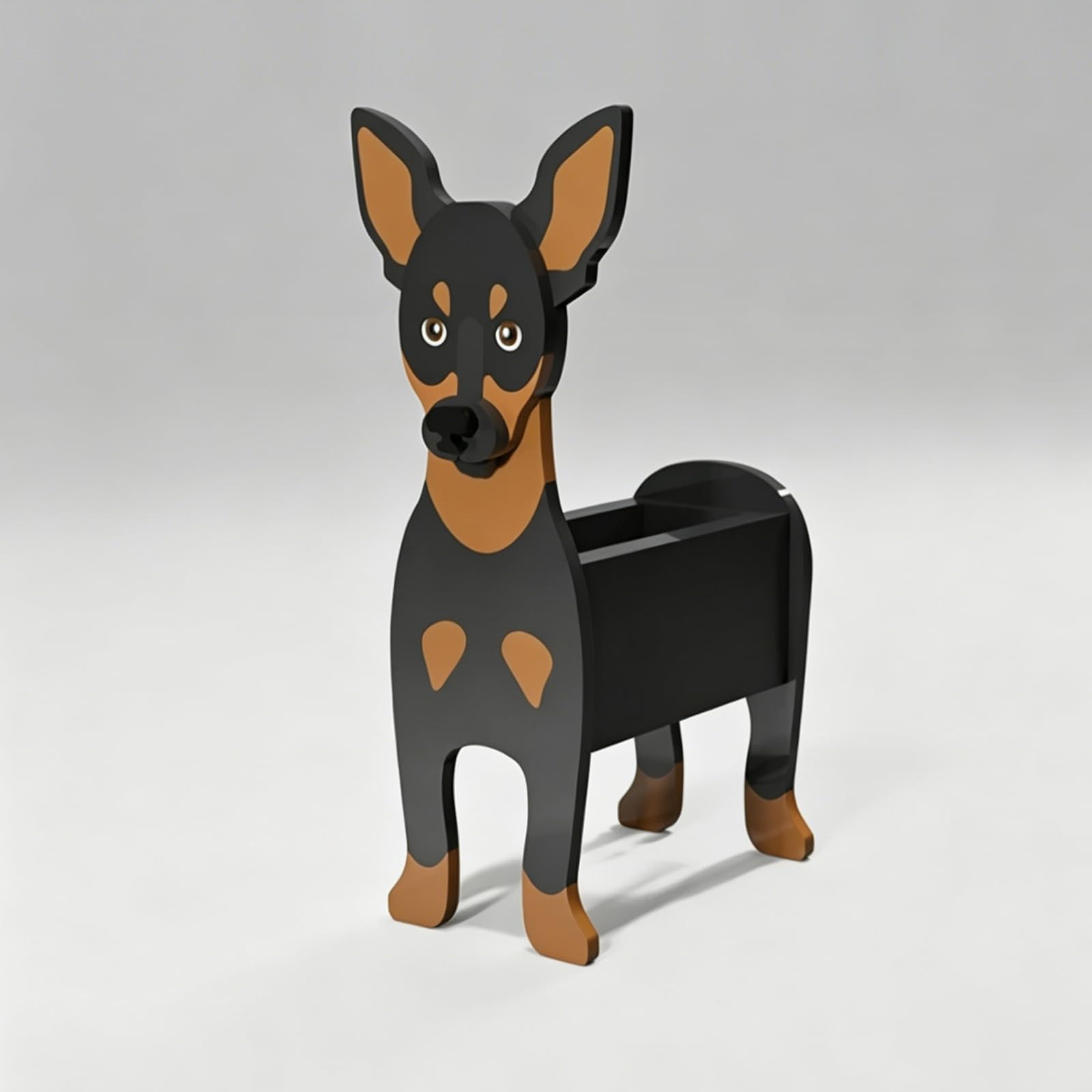 Hiiaodecor Creative PVC Dog Decoration Planters Miniature Pinscher Cute Animal Shape Bonsai Holder Art Planter Pot Suitable For Villa Indoor And Outdoor Plants Decorative Ornaments 13.38 * 9.45in
