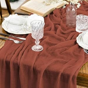 Artoid Mode Boho Terracotta Gauze 6 Pieces Wedding Table Runner, Birthday Fabric Kitchen Dining Holiday Table Decor for Home Party Indoor 35x120 Inch Artoid Mode Boho Terracotta Gauze 6 Pieces Wedding Table Runner Birthday Fabric Kitchen Dining Holiday Table Decor for Home Party Indoor 35×120 Inch