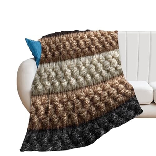 zxxpensy Crochet Striped Blanket Anti Pilling Throw Blankets Cozy Durable