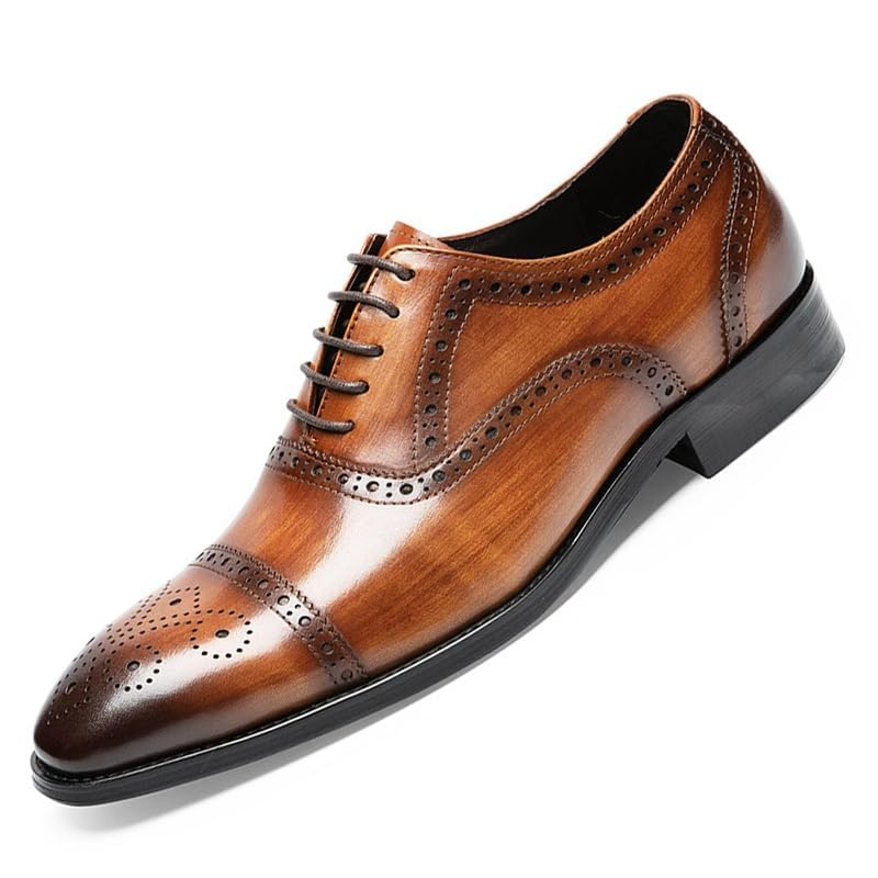 Men Oxfords Men's Shoes Italian Luxury Fashion Classic Pointed Toe Lace Up Low Top Leather Dress Shoes Brogue Tuxedo Wedding Business Formal Comfortable Slip On