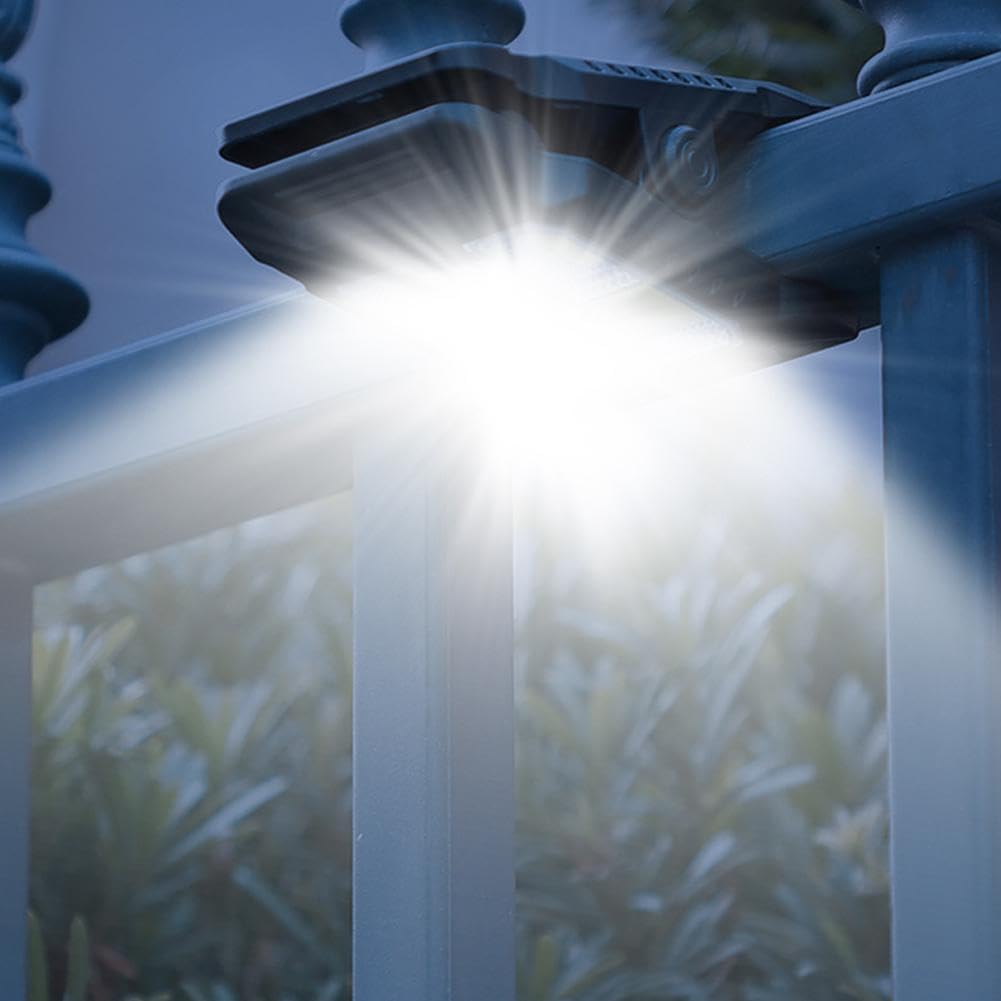 Confezione da 2 luci solari con sensore di movimento per esterni, con clip, impermeabili, ad alta luminosità, alimentate a energia solare, luci di sicurezza per recinzioni esterne e campeggio
