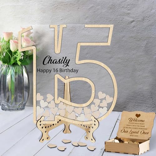 YUERVWE Personalized Quince Guest Book Alternative Custom Mis Quince Años Guestbook Quinceanera Favors Sweet 16 Guest Book,Number Drop Box Guest Book for Anniversary Sweet 15th Birthday Baby Shower