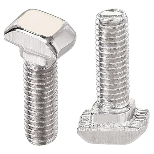 Image of M8 x 25mm Metric Thread T Slot,Drop-in Stud Sliding T-Bolt,Hammer Head Bolt,T Screw Stud for 4040 Series Standard 8mm T-Slot Aluminum Extrusion Profile,Carbon Steel Nickel Plated (40-Series,20 Pcs)