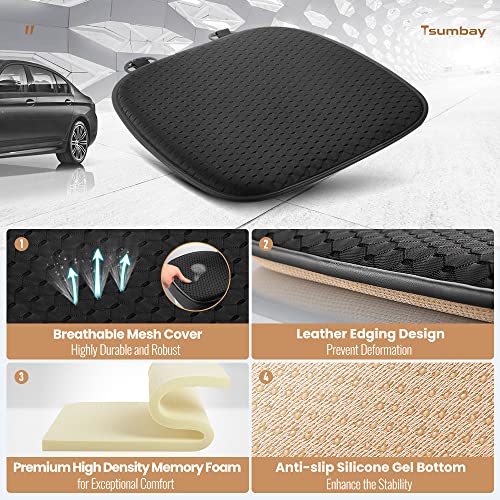 Tsumbay Car Seat Cushion Unique Mesh Fabric Seat Cushion Pad Memory Foam Breathable Universal Seat Cushion Comfortable Soft Driver Seat Pad Non-Slip Seat Protector for Home/Car/Office Use - 1Pcs - Thumbnail 4