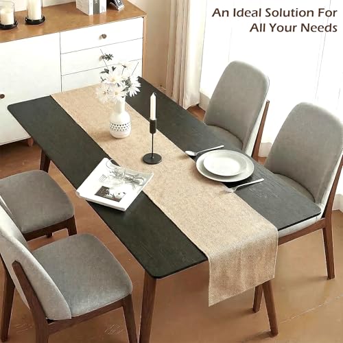 Image of Kuber Industries 72x12 inch Jute Table Runner for Party, Wedding and Family Dinners | Washable & Reusable Centre and Dining Table Runner | Cream