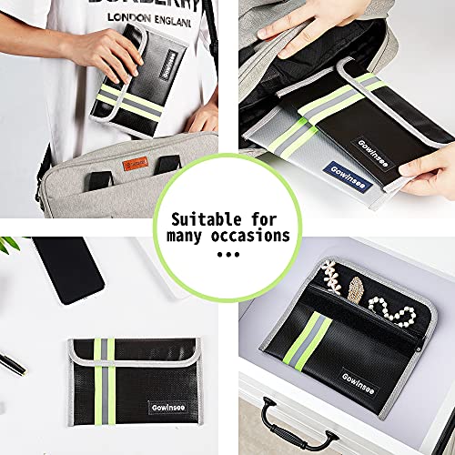 Gowinsee Fireproof Wallet, Pack of 2, Small (5 x 8 inches), Fire & Water Resistant, Cash Protection Bag - Black+White - Image 4