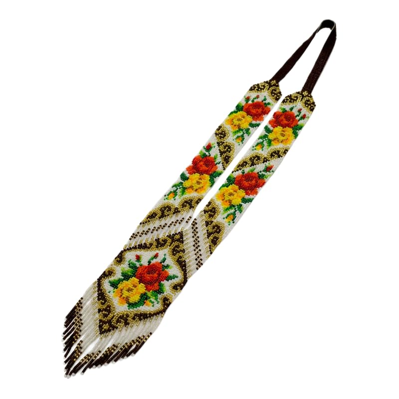 Collier gerdan ukrainien perles de rocaille fleur rose multicolore LKBEADS