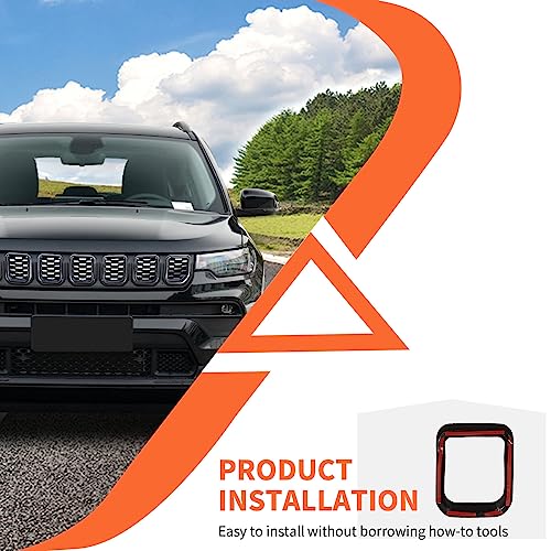 Image of Grill Inserts ABS Carbon Fiber Grille Guards Trim Compatible with Jeep Compass 2021 2022 2023 Trailhawk /Limited /Latitude /Altitude /Sport