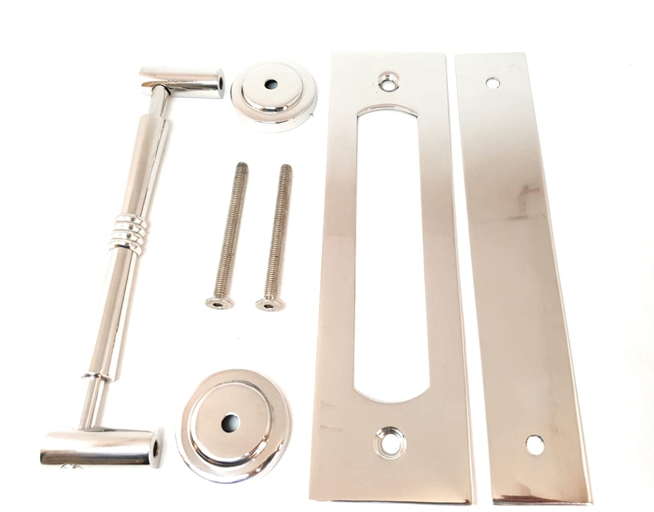 ssiskcon Stainless Steel Solid Barn Door Handle Sliding Push Pull 16mm x 8 inch 32D Satin with Escutcheon Rosette (Cartier) Pack of 1