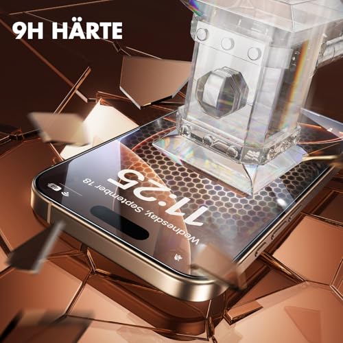UNBREAKcable Bildschirmschutz für iPhone 16 Pro - 3er Pack, Doppelte bruchsichere HD-Gehärtetes Glas [Vollständige Abdeckung] [Einfache… – Ansicht 4