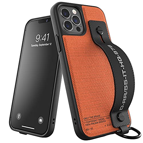  DIESEL Custodia con tracolla Utility Twill iPhone 12/12 Pro nero/arancione