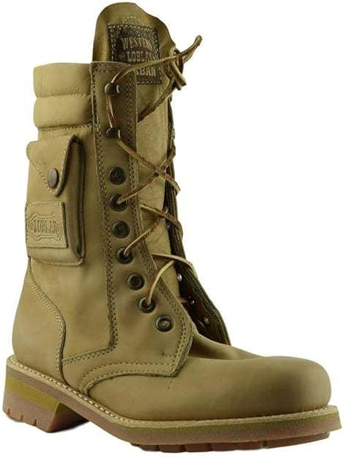 Beige Biker Boots Combat Military Lace 