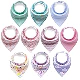 Cherub Baby Bandana Drool Bibs 10 Pack, Absorbent Bandana Bib for Drooling and Teething, Soft...