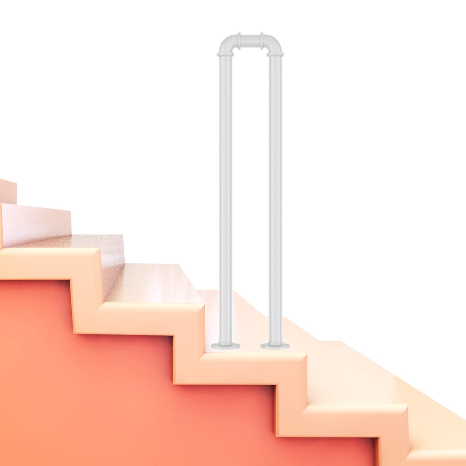 Meiiron Staircase Handrails, Handrails for Indoor Stairs Wrought Iron U-Shape Pipe Banister Step Hand Railing Creative Loft Villa Fence Nordic Duplex Home - 1Pc (Color : White, Size : 75cm(2.4ft))