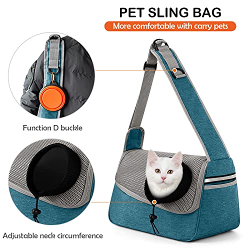 ALLSOPETS Dog Sling Carrier for Small Dogs Cats, Breathable Puppy Sling, Adjustable Shoulder Strap with Side Pocket - Image 2
