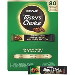 Nescafé Taster&#39;s Choice Lot de 80 paquets de café instantané, décaféiné, torréfaction légère, 1,7 g