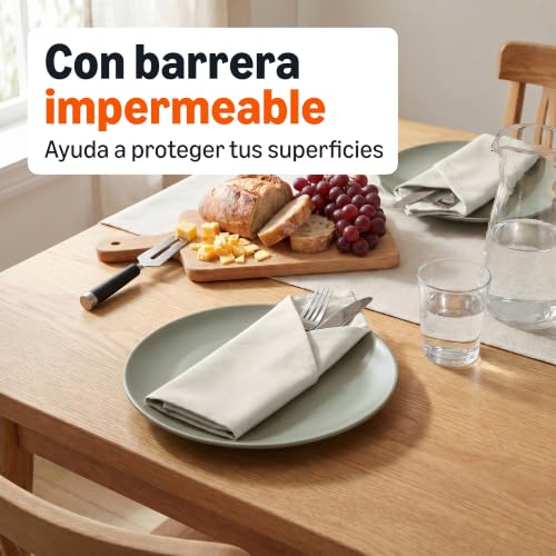 Miniatura 3 de Amazon Basics Servilletas de Tela Reutilizables Resistentes a Las Manchas y Las Arrugas, Paquete de 12, 43 x 43 cm, Color Blanco