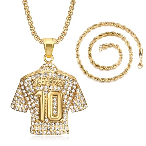 Soccer Jersey 10 Necklace, Number 10 Soccer Jersey Pendant Necklace, Titanium Steel Necklace Pendant, Football Gifts for Miami Fans