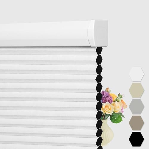 BERISSA Cellular Shades Cordless, Blackout Cellular Window Blinds, Pull Down