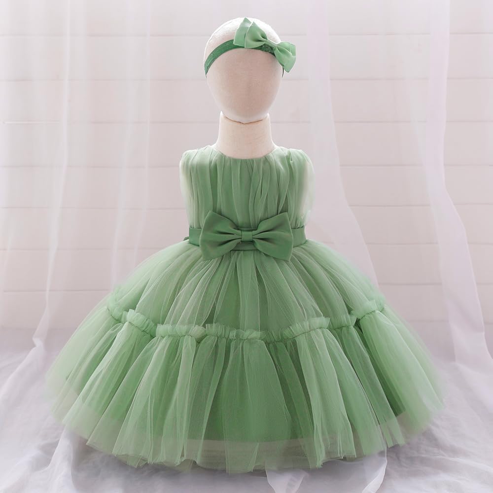 Baby Girl Tulle Dress Flower Design Sleeveless Princess Dress Bowknot Tutu Dresses with Headwear - Image 5