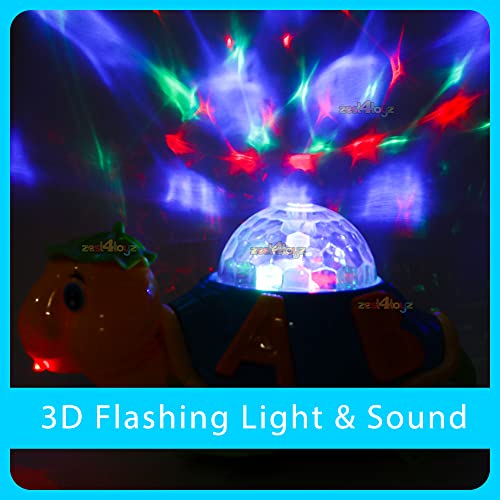 Image of Zest 4 Toyz Musical Toy for Kids Happy Turtle Bump and Go Dancing Toy Animal Figure with 3D Flashing Light & Sound Toy for Babies (Multicolor)