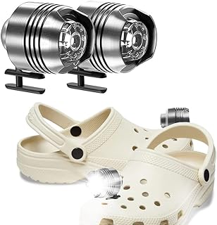 Homfiy Outdoor Headlights for Croc - IPX5 Waterproof Croc Headlights with 3 Lighting Modes, Silver Headlights for Croc 2PC Croc Accessories…