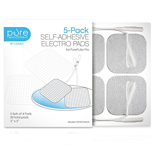 PurePulse Pro TENS Unit Massager Pads – Premium 5-Pack of 4 Square, Self-Adhesive 2” x 2” Replacement Electrode Pads (Total of 20 Pads)