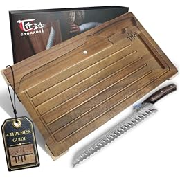 SYOKAMI Acacia Wood Bread Slicer with Bread Knife, Bread Board Bread Cutter
