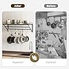 YATINEY Pot Rack, 30 Inch Wall Mounted Pot Rack, Kitchen Pot and Pan Organizer with 2 Tier Hanging Rails, 12 S-Hooks, Space Saving, for Kitchen Cookware Organizer, Black PR02BK #4