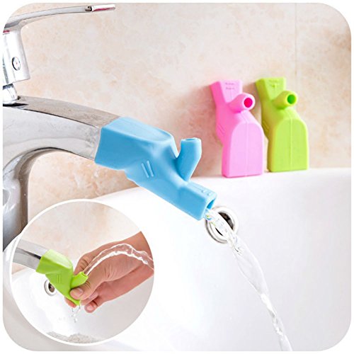AKOAK 3 Pieces Assorted Color Silicone Faucet Extender Tooth Brushing Gargle Hand Washing Extender Bathroom Kitchen Sink Faucet Silicone Extender Accessories