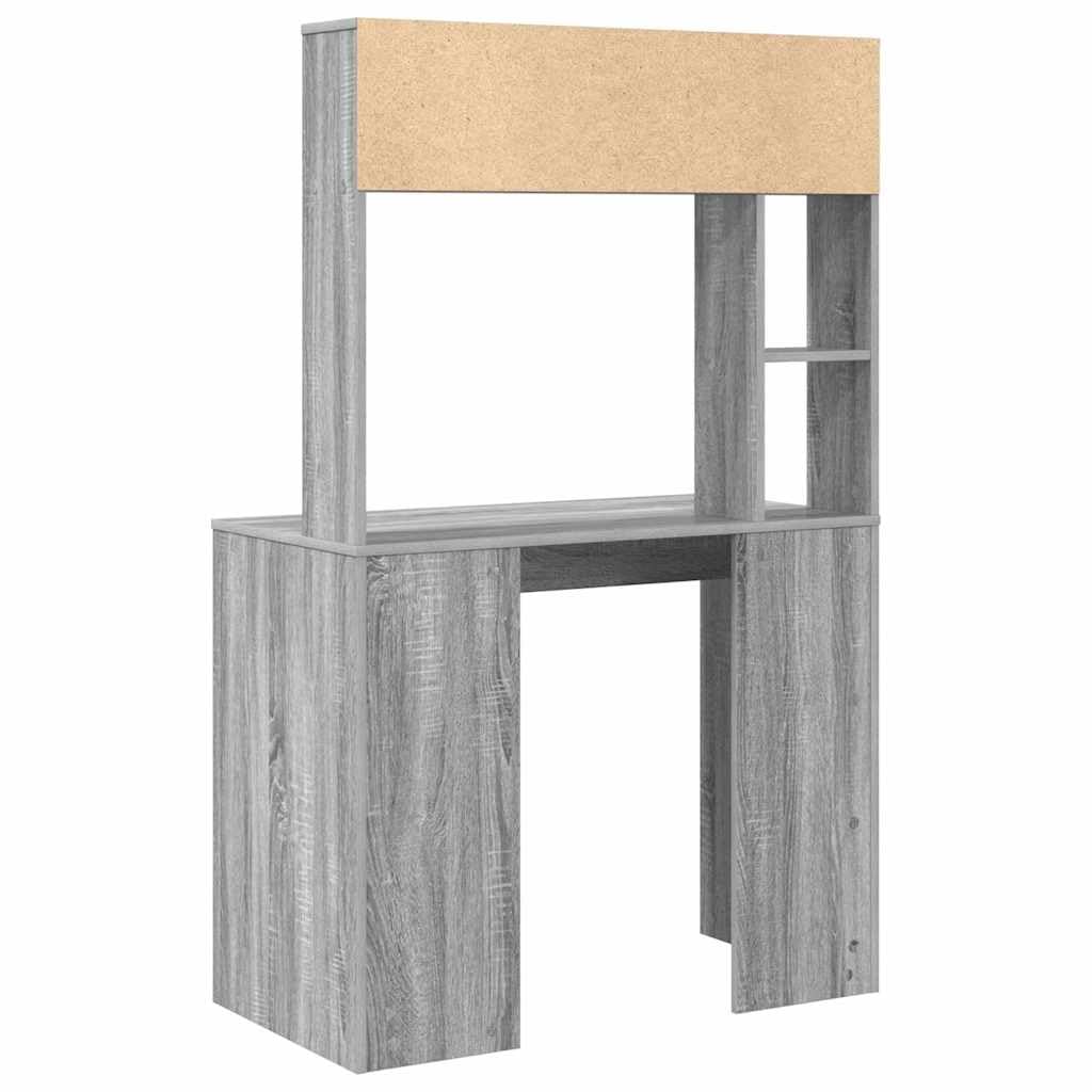 Scrivania grigio Sonoma 91 x 50 x 149 cm, materiale in legno, resistente, con 2 ripiani, ideale per casa, ufficio, studio e giochi, stile moderno, sacco di spazio