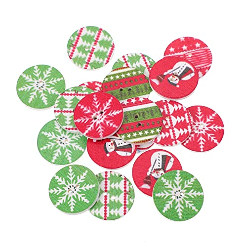 PRETYZOOM DIY Wooden Slice Buttons 200pcs Christmas Craft Embellishments Holiday Decor