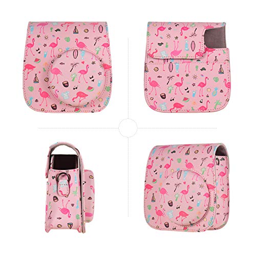 Andoer Bolsa para câmera instantânea de couro PU com lindas estampas com alça de ombro para Fujifilm
