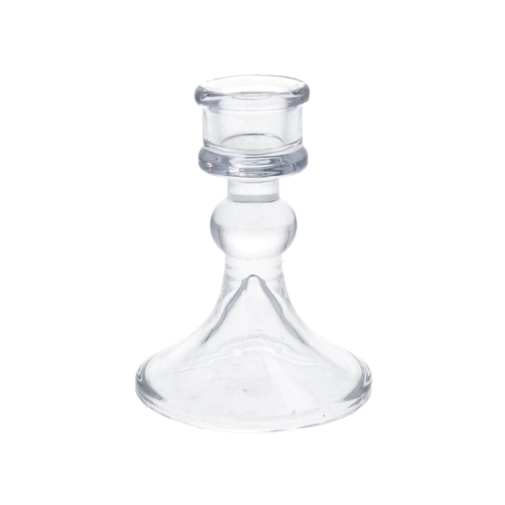 Gisela Graham Clear Glass Candlestick, Candle Holder, 10Cm, Mini Size