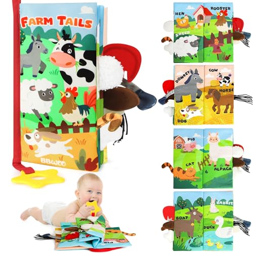 Bbwoo WB02 Baby Books 0-6 Months For Boys Girls - Tummy Time Baby Books 6 To 12 Months - Crinkle Cloth Book cover