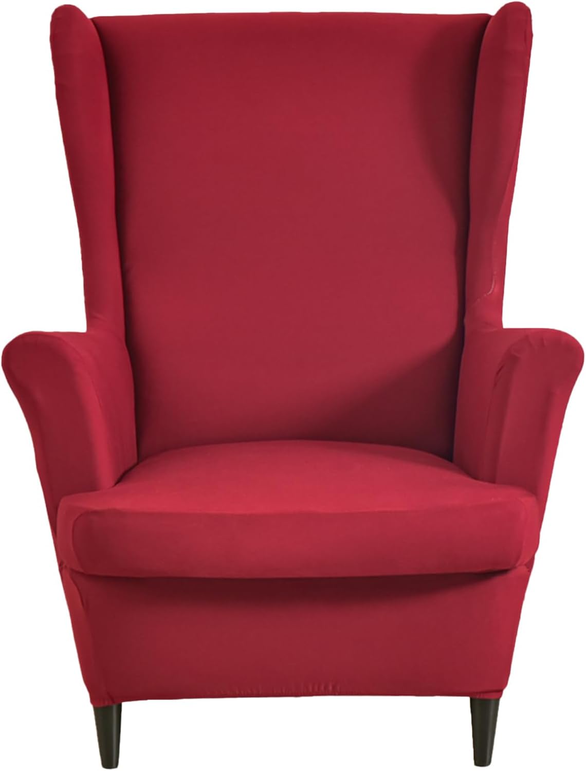 Wingback Chair Slipcovers 2 Piece,Wine Red Wing Chair Slipcovers,Stretch Spandex Wingback Chair Covers for Living Room Armchair,Washalbe Sofa Slipovers