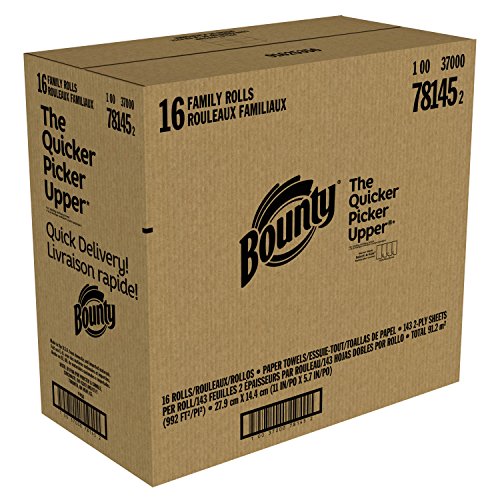 Bounty Quick-Size Paper Towels, White, 16 Family Rolls = 40 Regular Rolls