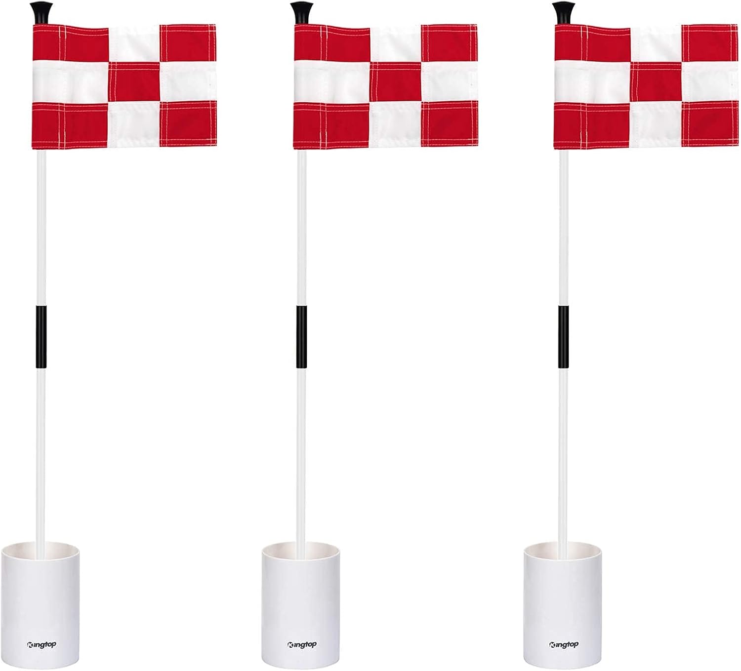 KINGTOP Golf Flagstick Mini, Putting Green Flag for Yard, 3 Feet Flagpole 2-Section Design, Golf Pin Flags Hole Cup Set, 6" Putting Cup, 3-Pack