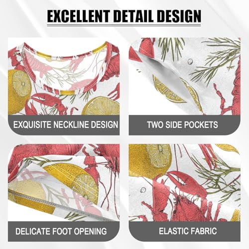 Vdsrup Crayfish Lemon Summer Pajamas Set Short Cotton Sleepwear 2 Piece Unisex 5Y3