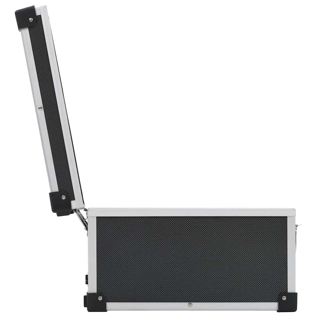 CD-Koffer für 60 CDs aus Aluminium und ABS, schwarz, 43 x 29,5 x 18,5 cm, abschließbar mit 2 Schlüsseln, platzsparende Aufbewahrung für Büro und Medien
