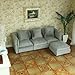 iLAND Dollhouse Furniture Miniature Sectional Couch Set Fit 1/12 Scale Accessories for Doll House Décor and 3 to 6 inches Doll Figure, Modern Light Grey Velvet Sofa Elegant & Classic