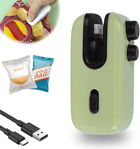 Mini sellador de bolsas, sellado térmico recargable 2 en 1 para bolsas de chips 2025, sellador de alimentos al vacío de mano, sellador de aperitivos
